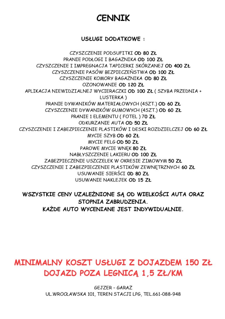 usługi dodatkowe