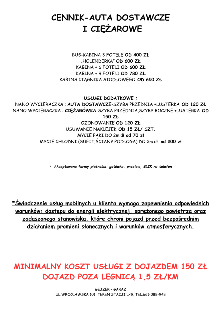 Gejzer GARAŻ dostawcze,tir 15.06.26 1